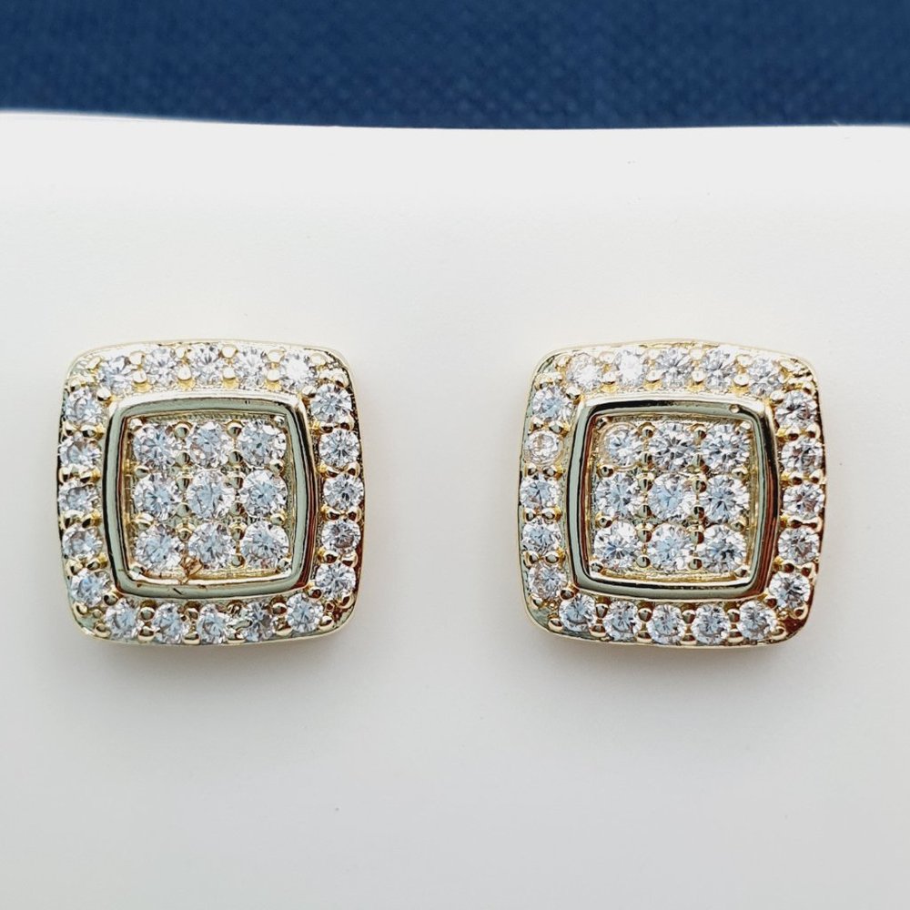 "14K Gold Plated Cubic Zircon Earrings, EVBRS436